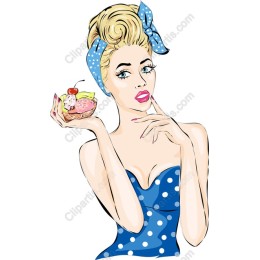 Retro Glamour Woman with Dessert