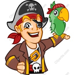 Cheerful Pirate and Parrot