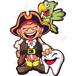 Jolly Pirate with Parrot and Tooth