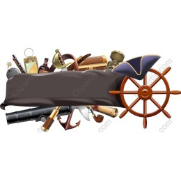 Pirate Adventure with Ship Wheel and Treasures