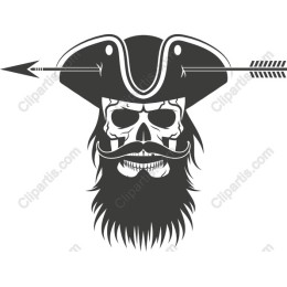 Pirate Skull with Arrow and Tricorn Hat