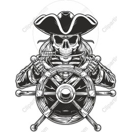 Pirate Skeleton at the Helm