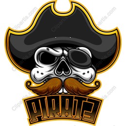 Pirate Skull with Mustache and Hat