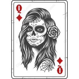 Queen of Diamonds Skull Art