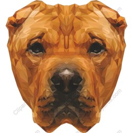 Geometric Shar Pei Dog Face