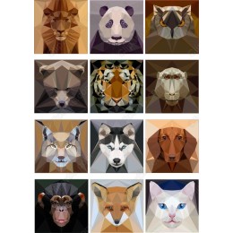 Polygonal Animal Portraits Set