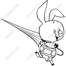 Cheerful Piglet with Umbrella
