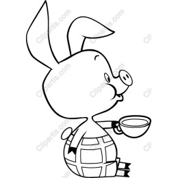 Charming Piglet with Cup