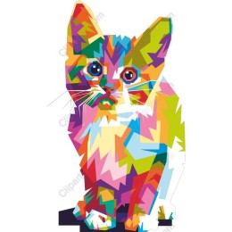 Colorful Cat - Playful Geometric Kitten