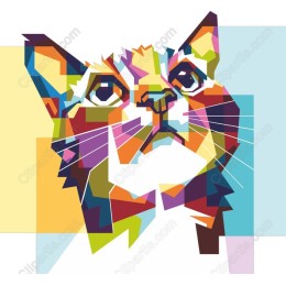 Vibrant Geometric Cat