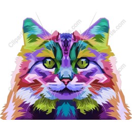 Vibrant Geometric Cat