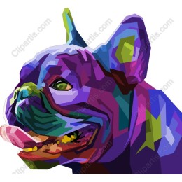 Vibrant Low-Poly French Bulldog