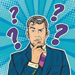 Pop Art Pensive Gentleman with Question Marks
