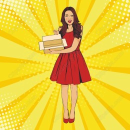 Joyous Woman with Gift Boxes