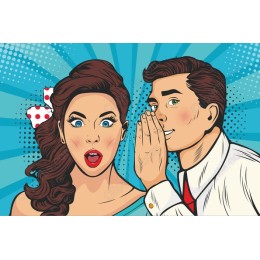 Retro Pop Art Couple Whispering