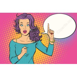 Retro Pop Art - Woman with Purple Hair and Speech Bubble