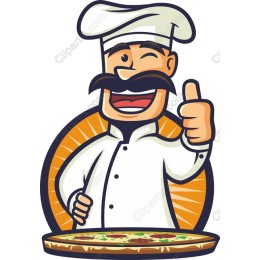 Cheerful Chef with Pizza