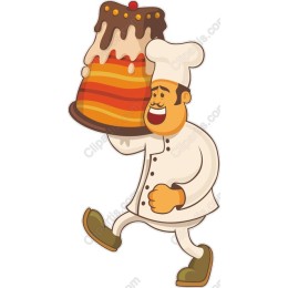 Cheerful Chef with Layered Cake