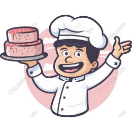 Cheerful Chef with Cake
