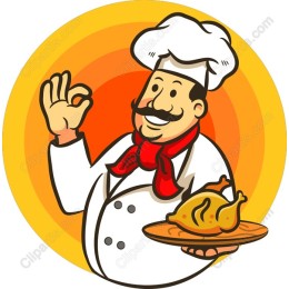Cheerful Chef with Roasted Chicken