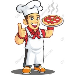 Cheerful Chef with Pizza