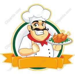 Cheerful Chef with Roasted Chicken
