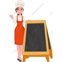 Cheerful Chef with Chalkboard