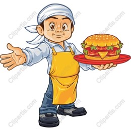 Cheerful Chef with Burger
