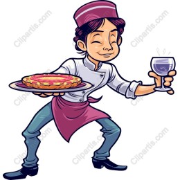 Cheerful Chef Serving Pizza