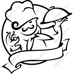Chef with Decorative Banner