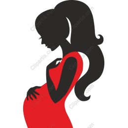 Elegant Pregnant Woman in Red Dress