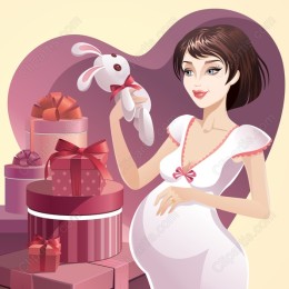 Pregnant Woman with Plush Bunny