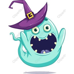 Playful Ghost with Witch Hat