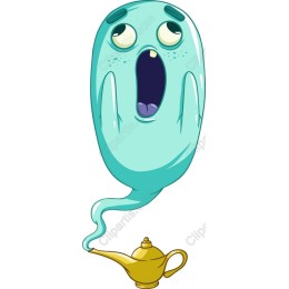 Cheerful Ghost with Magic Lamp