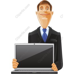 Smiling Businessman Holding Laptop