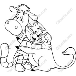 Charming Cow and Cat Friendship