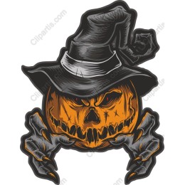 Ominous Pumpkin with Witch Hat