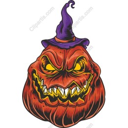 Menacing Pumpkin with Witch Hat