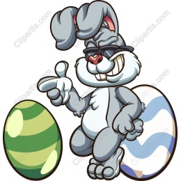 Cool Bunny with Easter Eggs