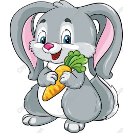 Charming Bunny Holding Carrot