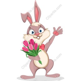 Happy Bunny with Tulips