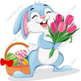 Cheerful Easter Bunny with Tulips