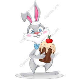 Cheerful Bunny with Cupcake