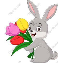 Springtime Bunny with Tulips
