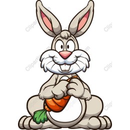Cheerful Rabbit with Carrot