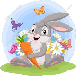 Cheerful Bunny with Carrot