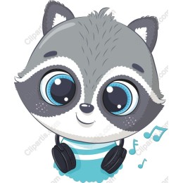 Cute Raccoon with Headphones