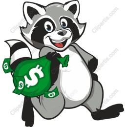 Playful Raccoon with Money Bag