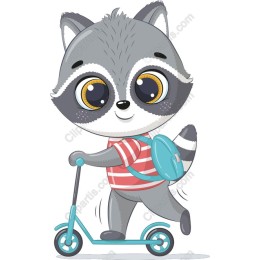 Playful Raccoon on Scooter