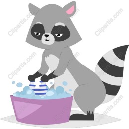 Playful Raccoon Washing Dishes